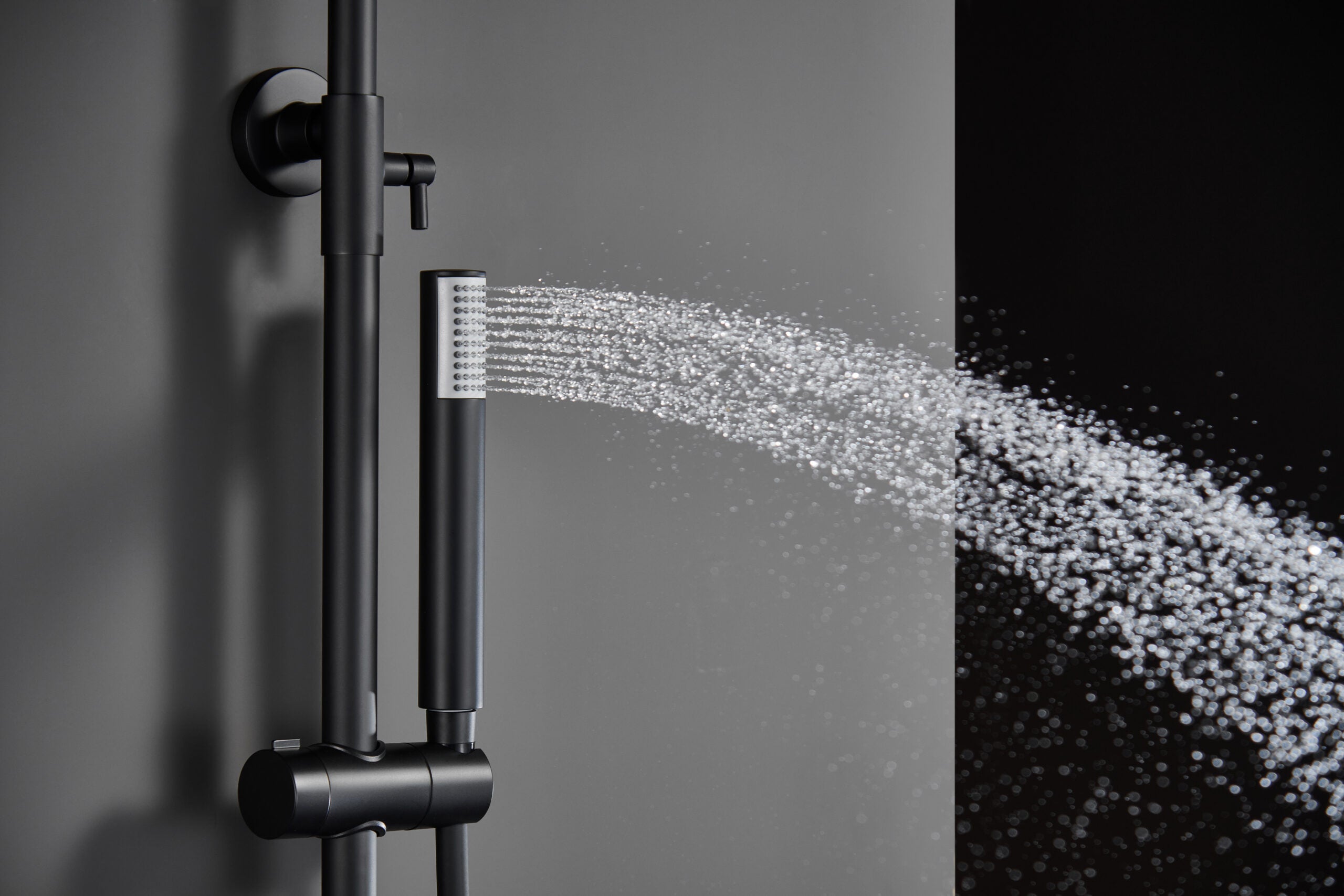Matte Black Single Handle Shower Set Modern Design, view 5