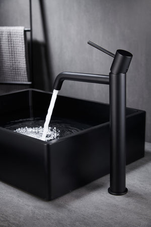 Matte Black Basin Faucet Single Lever Modern Design, view 3