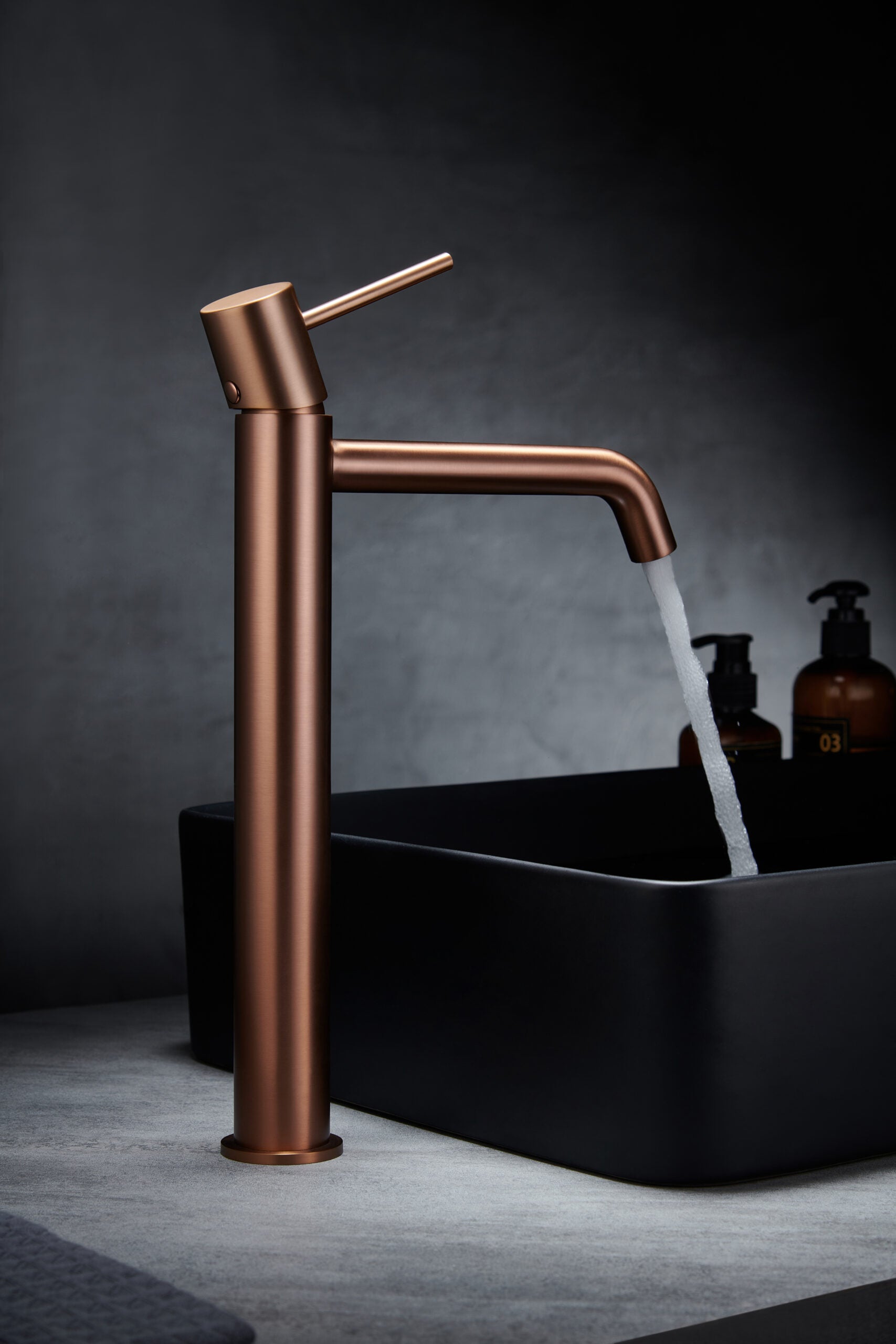 Monza Tall Basin Faucet Brushed Rose Gold Single Lever, view 3