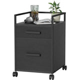 2-Drawer File Cabinet - Black - Drawer Rolling