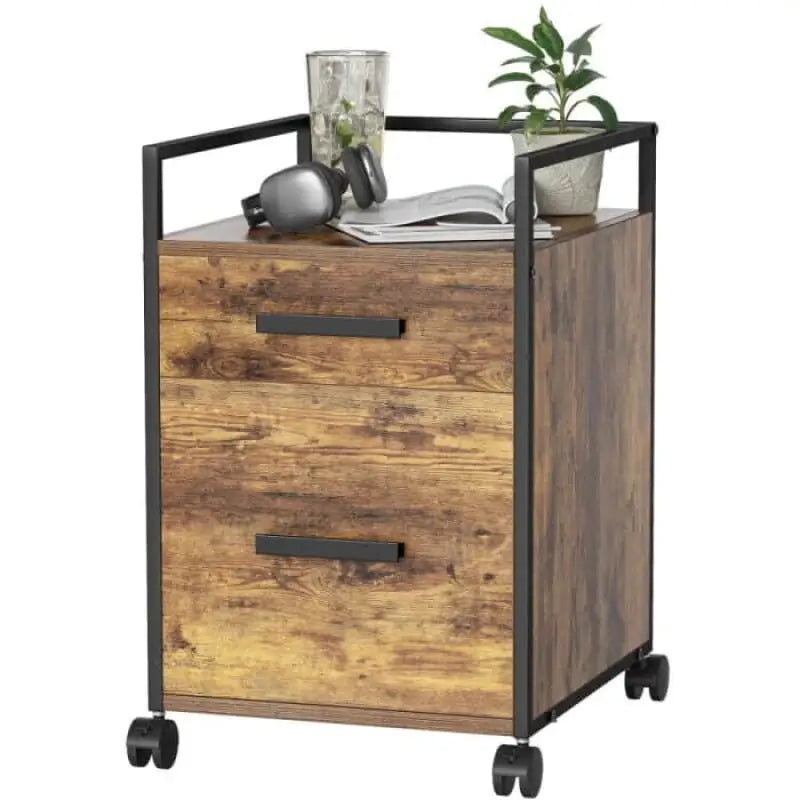2-Drawer File Cabinet - Brown - Drawer Rolling