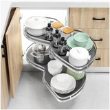 2 Tier Corner Pull Out Tray Storage Organize Cabinet - Kitchen Essentials