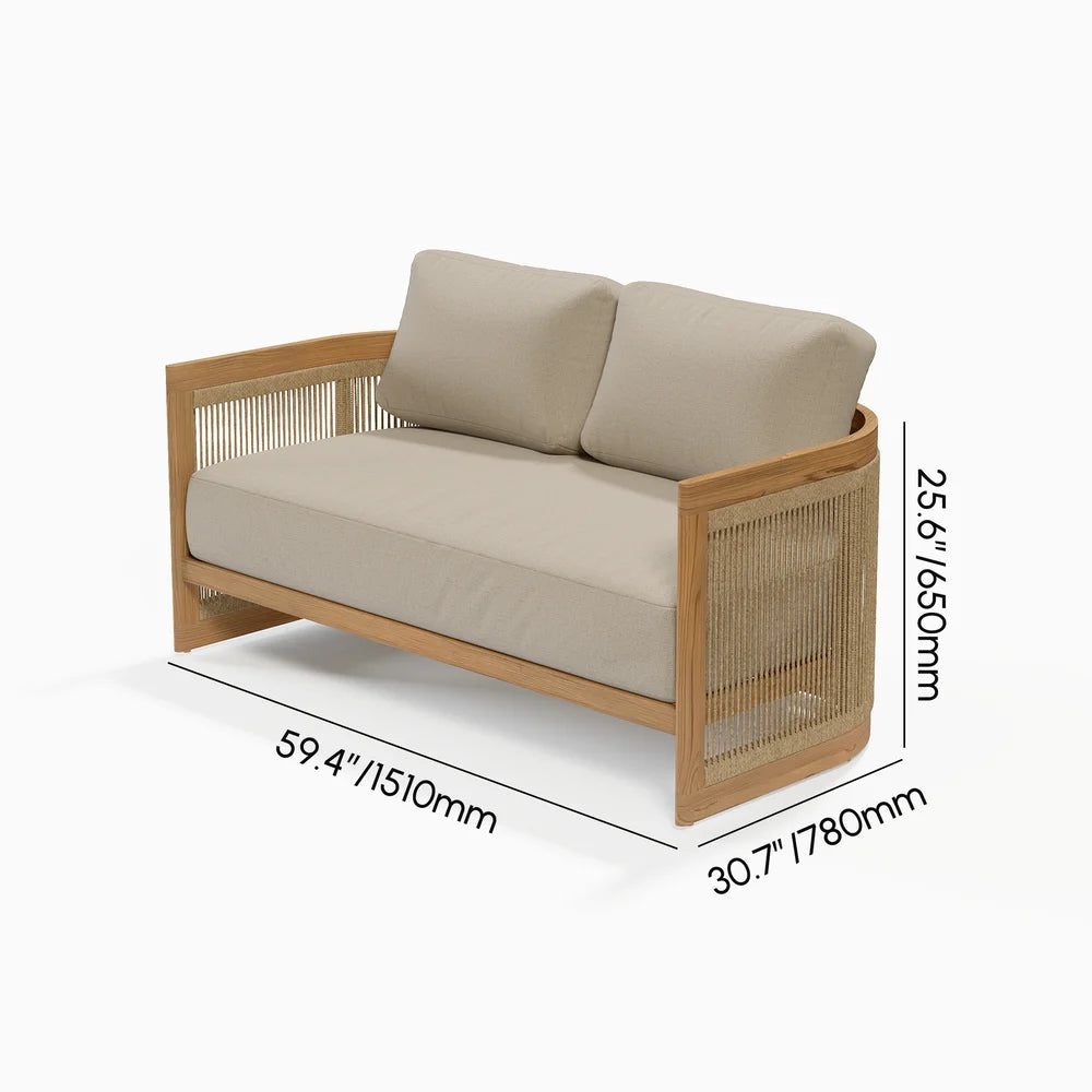 4 Pieces Teak Hand Woven Rope Outdoor Sofa Set