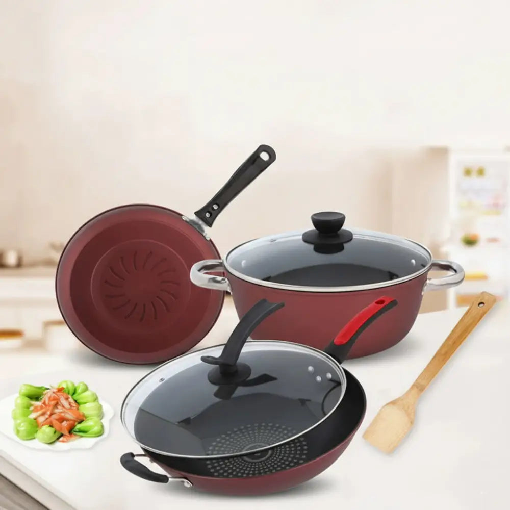 3 Piece Non Stick Pan Pot Wok Cookware Set - Cookware set