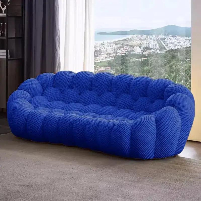 3 Seater Modern Nordic Bubble Compressed Sofa - Blue - 240 x 106 x 75 CM - Compressed Sofa