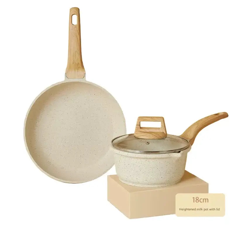 4 Piece Non Stick Cookware Frying Pan Soup Pot Set - Two-piece frying pan + milk pot - Cookware set