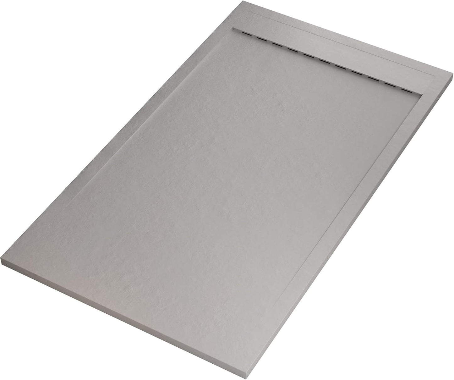 Saona Light Gray Shower Tray with Hidden Drain Slate Texture - shower tray