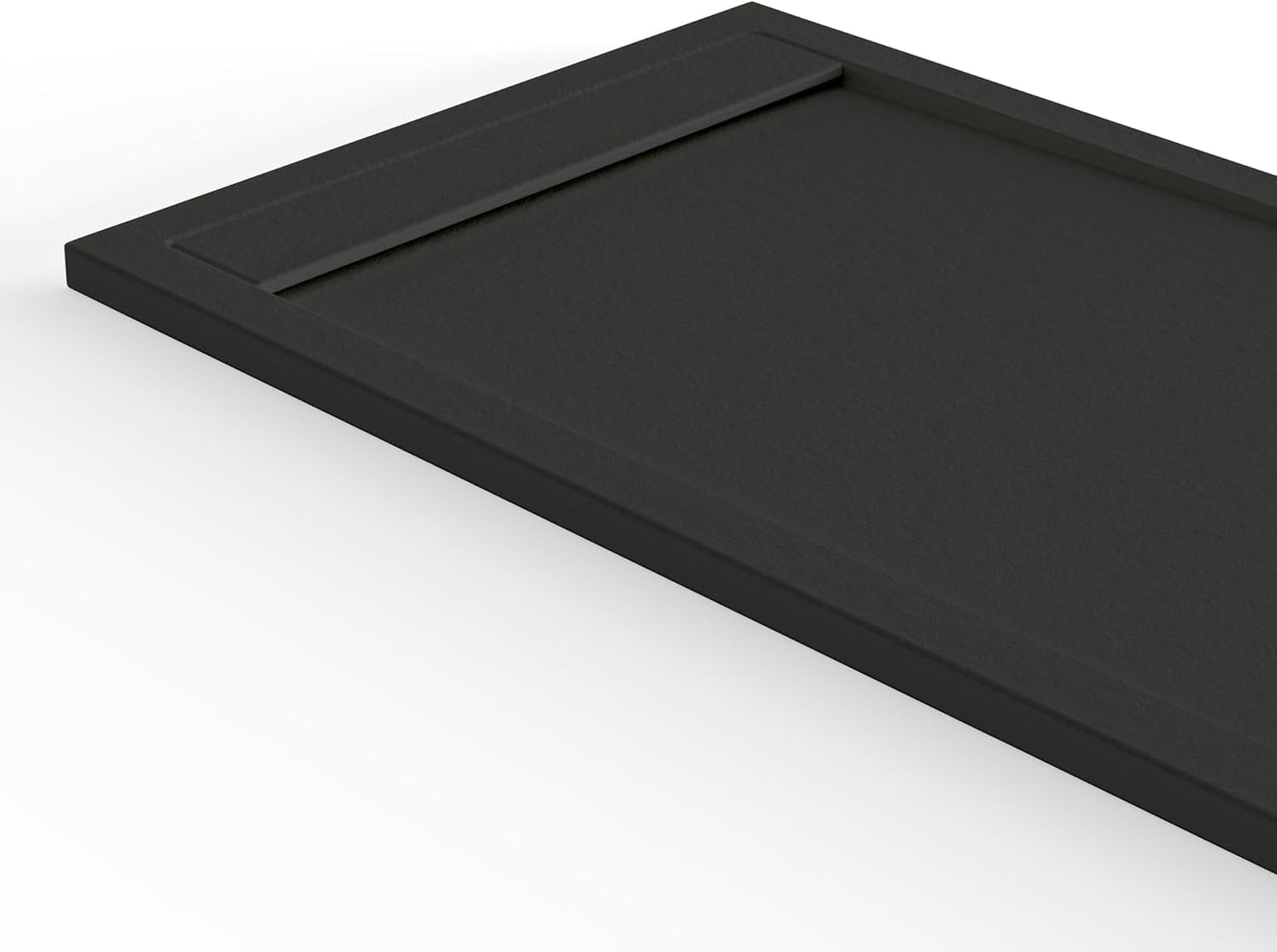 Saona Black Shower Tray with Hidden Drain Slate Texture - Platos de ducha
