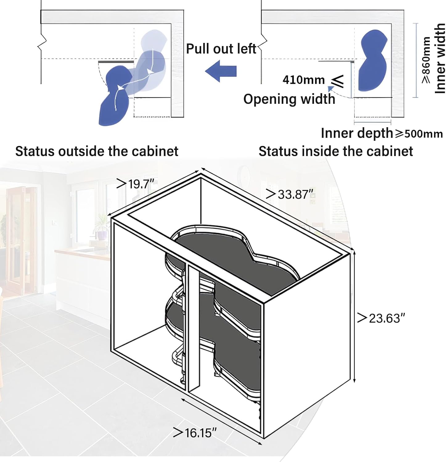 2 Tier Corner Pull Out Tray Storage Organize Cabinet - Kitchen Essentials