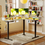 Triple Motor L-Shaped Standing Desk with Ambient Light & Outlets