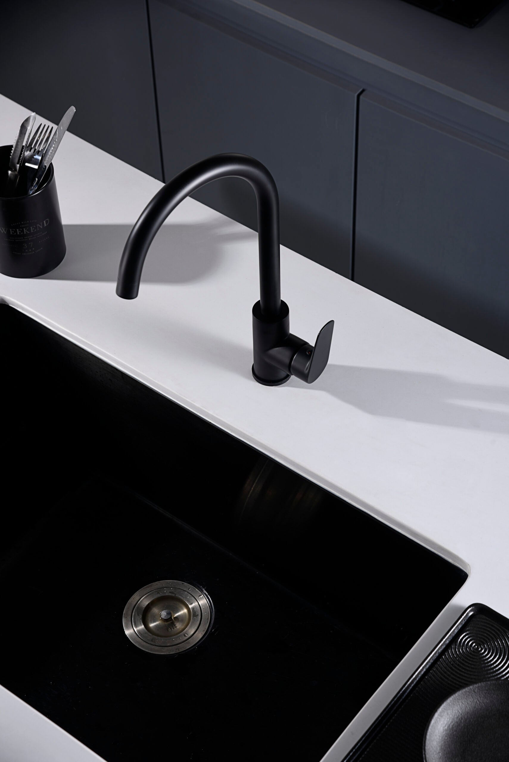 Matte Black Kitchen Faucet Modern Design, view 3