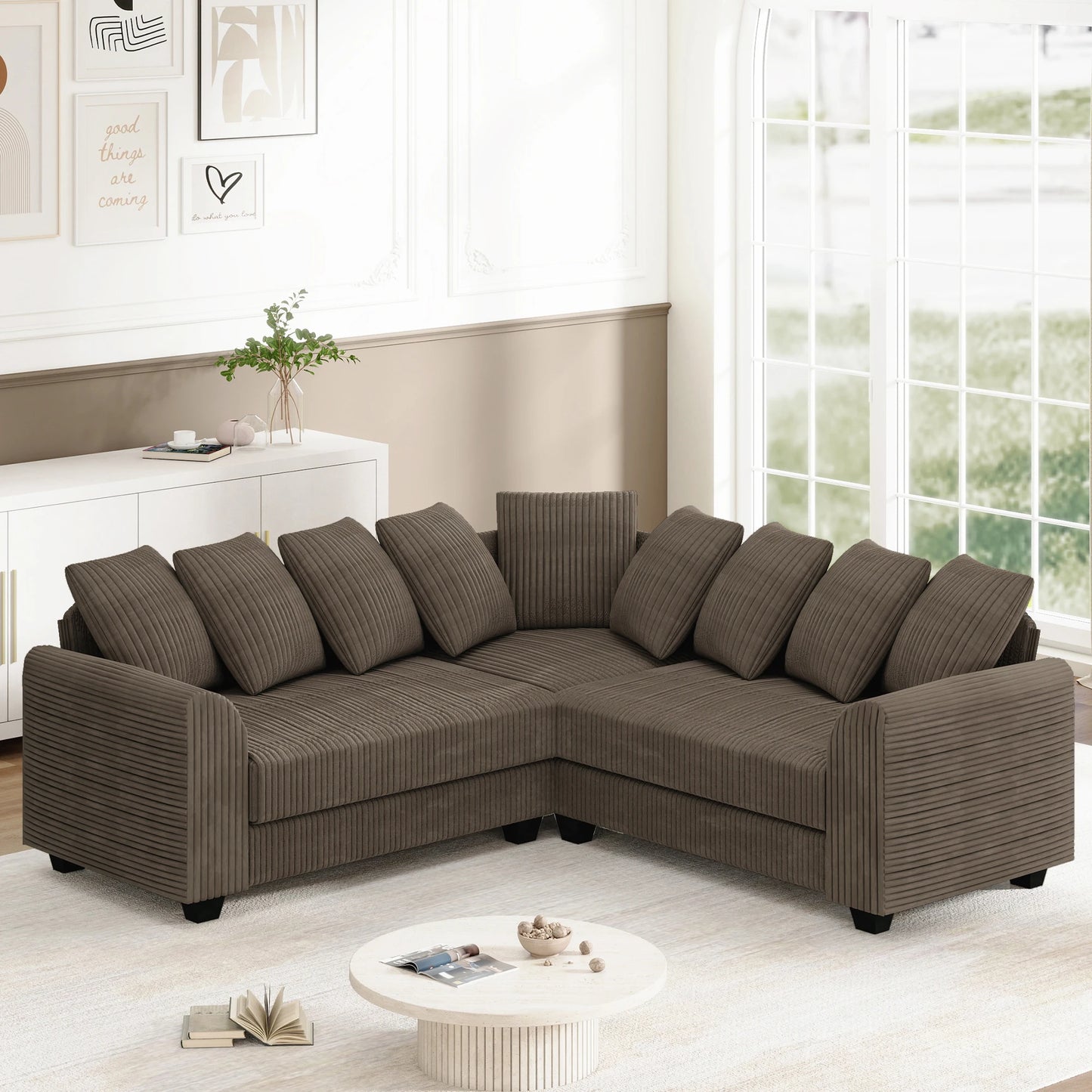 Sofá modular esquinero con cojín en forma de L