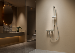 Adur Brushed Rose Gold Sliding Shower Rail with Hand Shower Holder, view 2