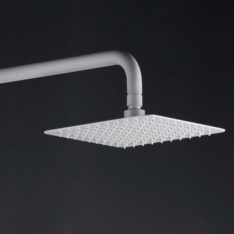 Matte White Single Lever Shower Set Modern Minimalist, detail view