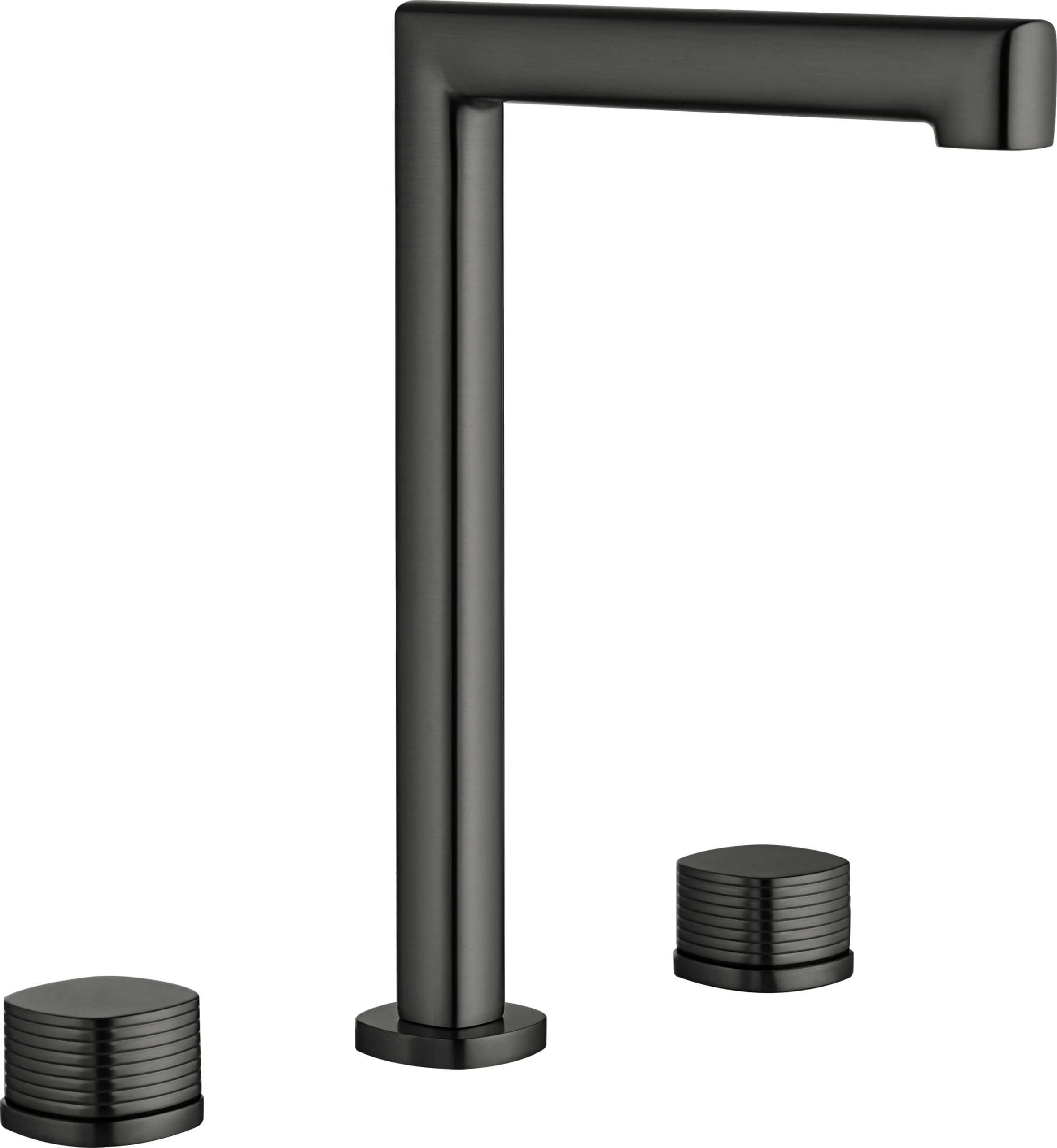 Firenze Black Gun Metal Tall Spout Countertop Two Handle Basin Mixer, main product view