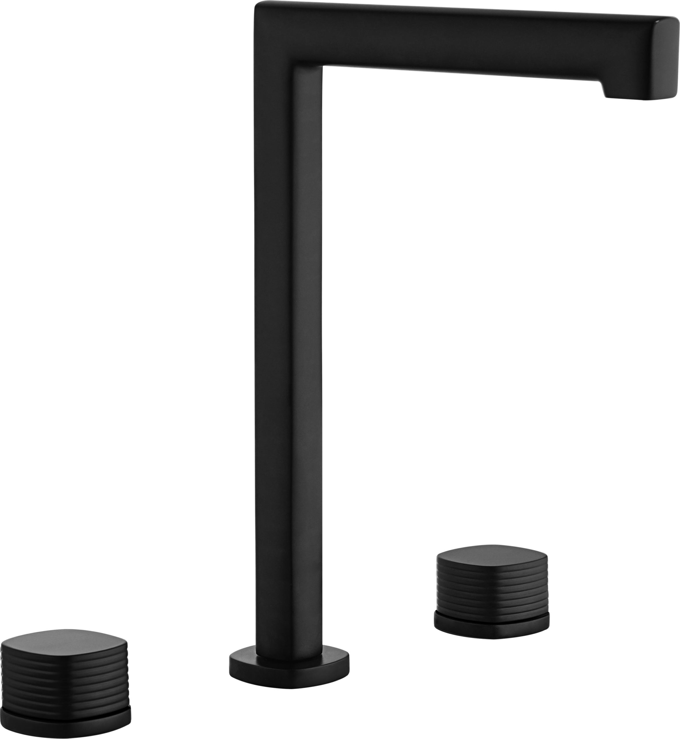 Firenze Matte Black Tall Spout Countertop Two Handle Basin Mixer, main product view