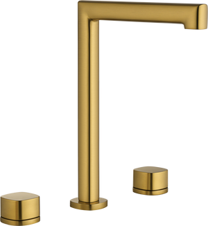 Toscana Brushed Gold Tall Spout Countertop Two Handle Basin Mixer, main product view