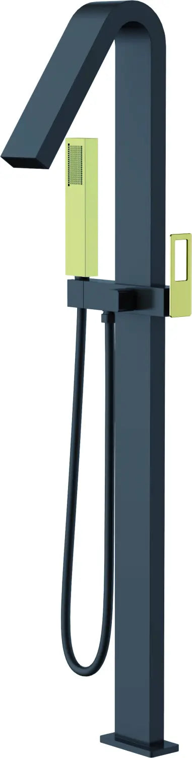 Grifo De Bañera Exenta Suecia Negro Oro Brillo