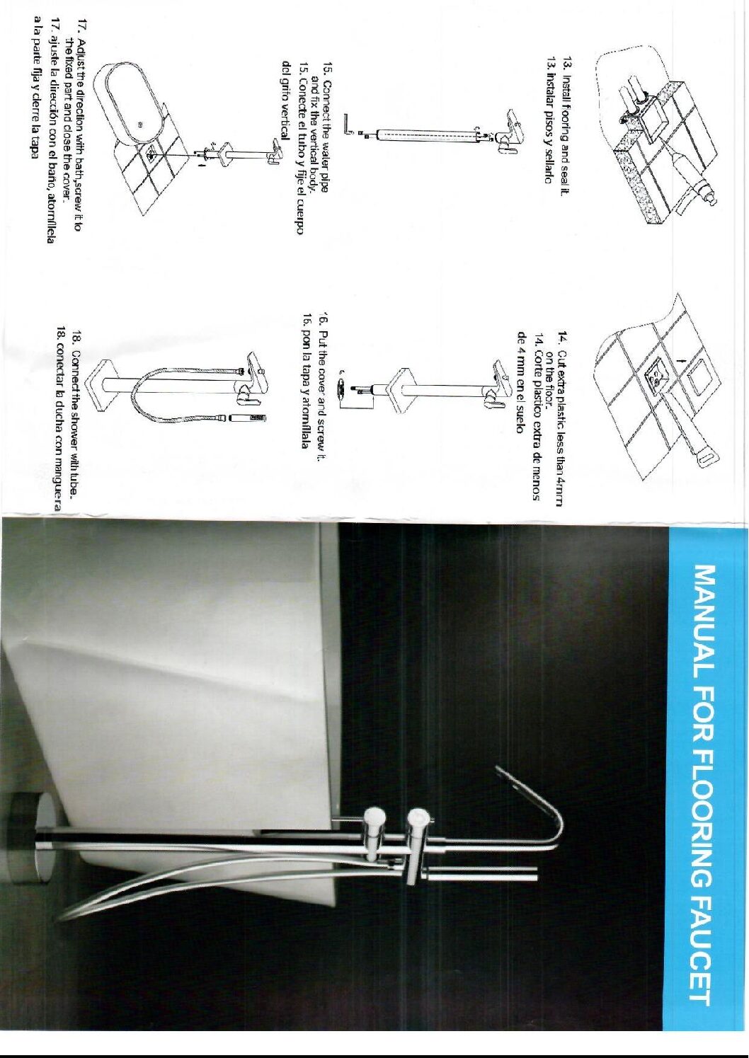 Black Freestanding Bathtub Faucet Single Lever Modern, view 4