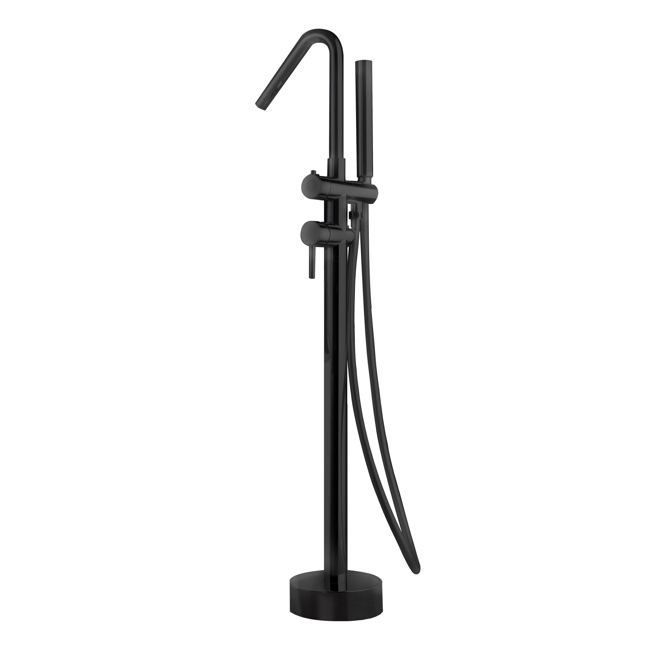 Black Freestanding Bathtub Faucet Single Lever Modern, view 3