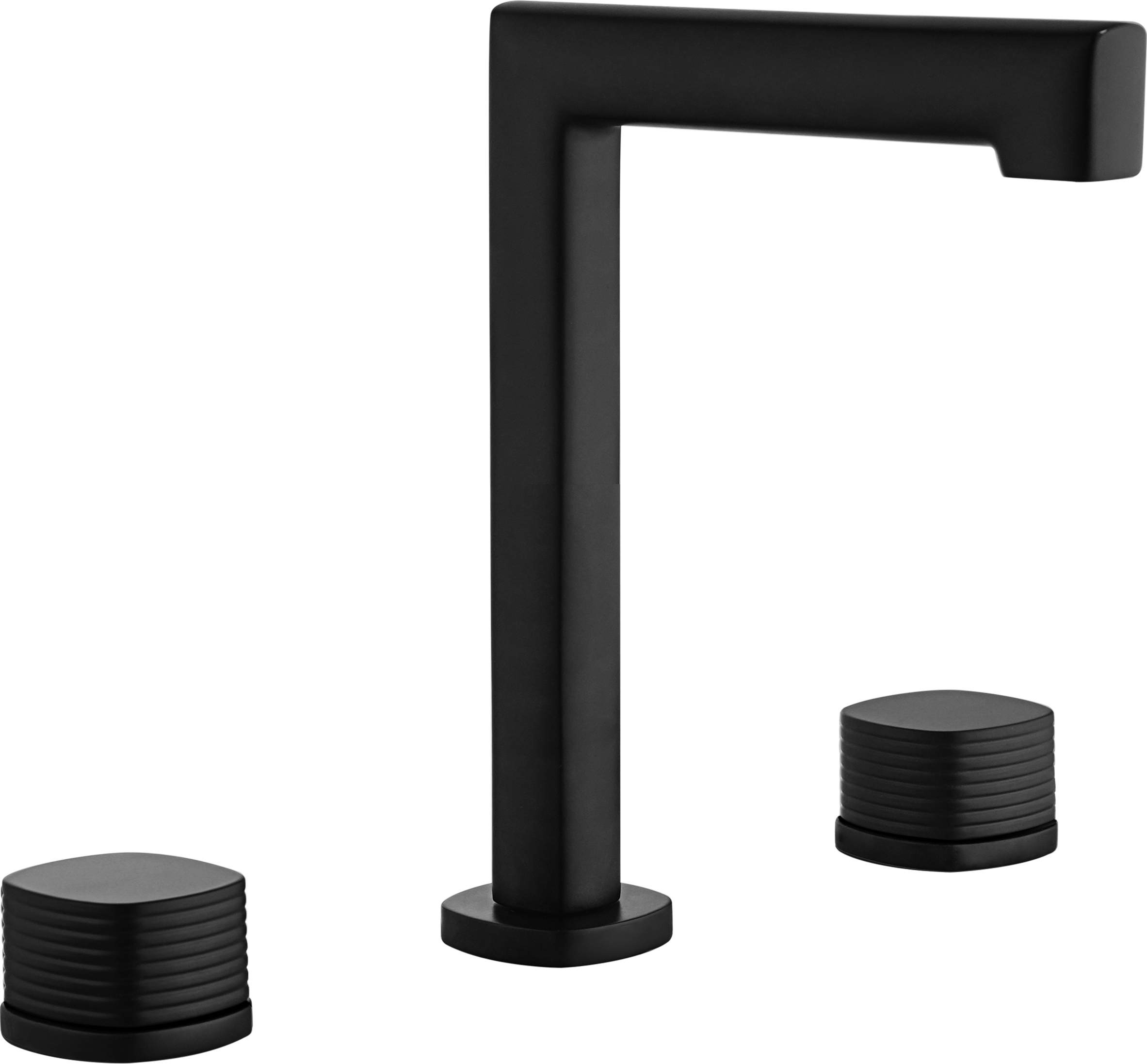 Firenze Matte Black Low Spout Countertop Two Handle Basin Mixer, main product view