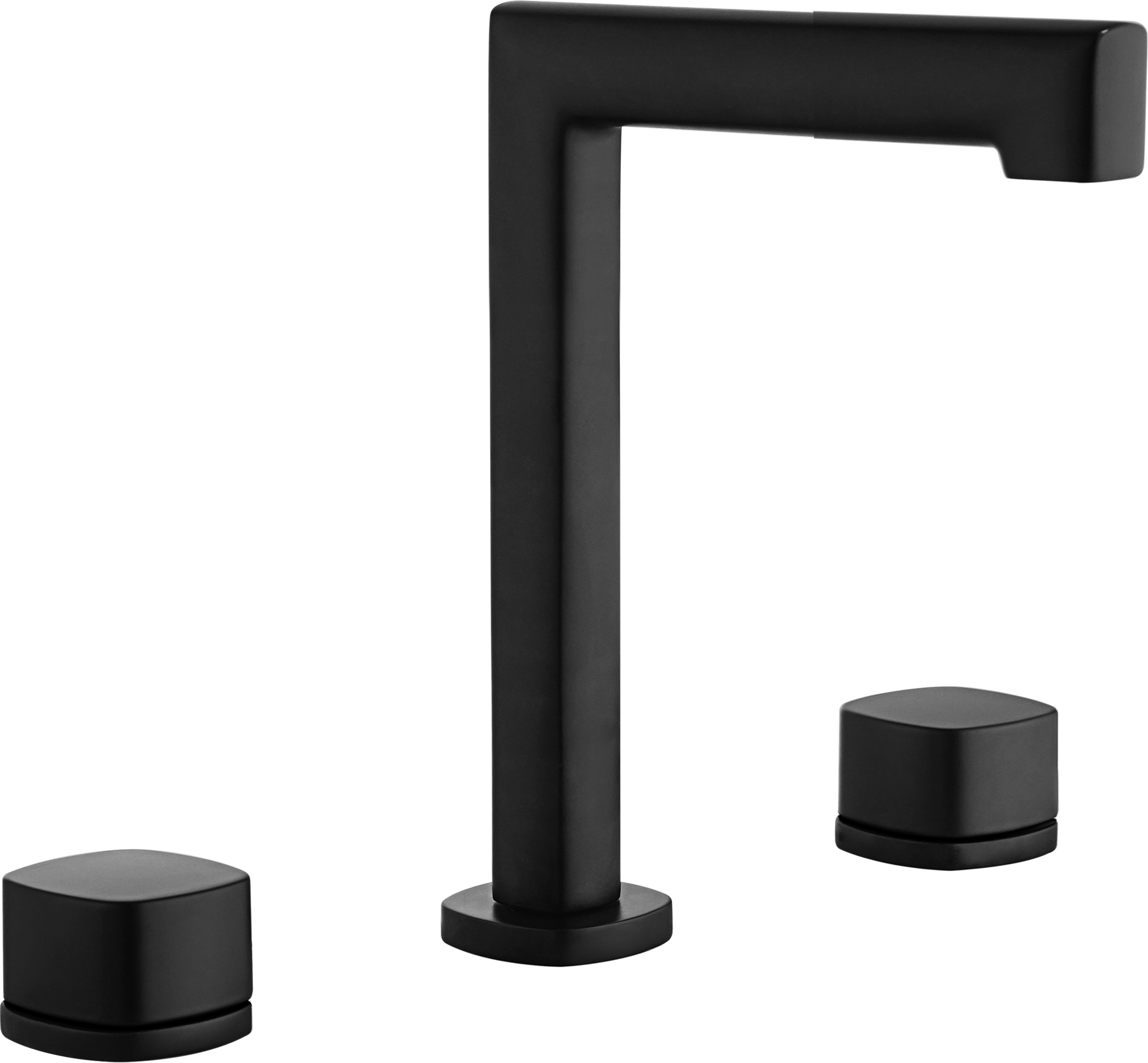 Toscana Matte Black Low Spout Countertop Two Handle Basin Mixer, main product view