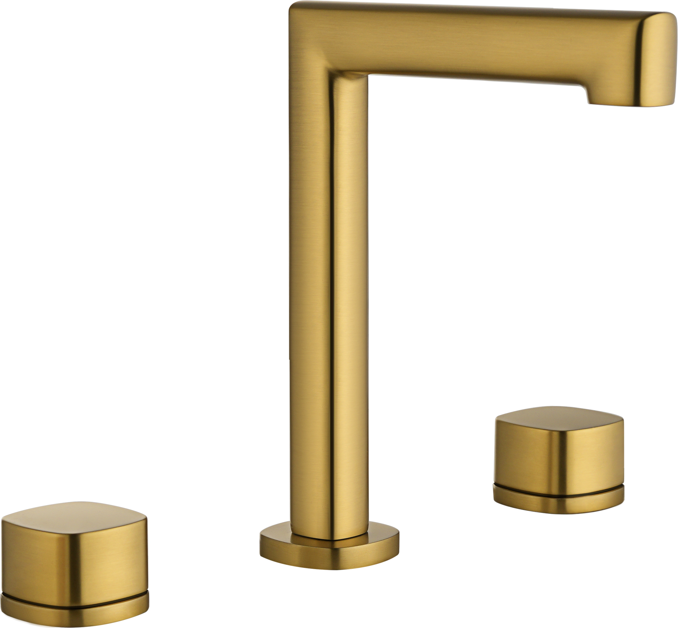 Toscana Brushed Gold Low Spout Countertop Two Handle Basin Mixer, main product view