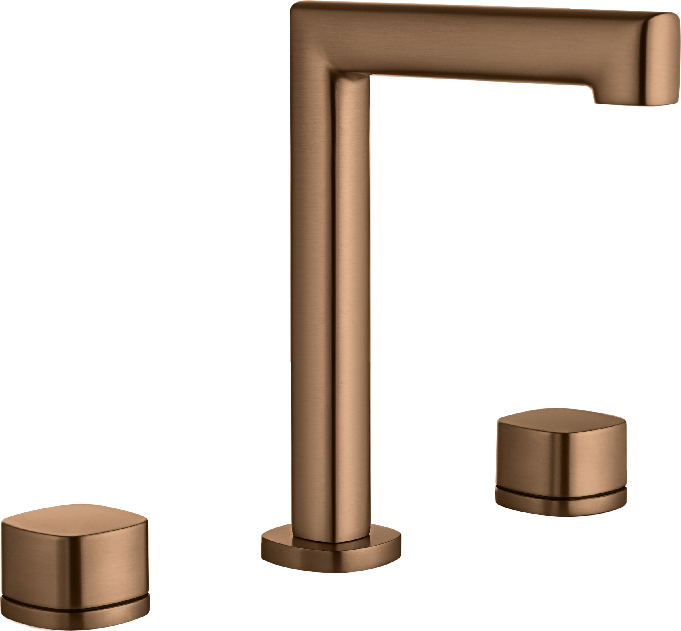 Toscana Brushed Rose Gold Low Spout Countertop Two Handle Basin Mixer, main product view