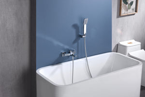 Chrome Single Handle Shower Kit Modern Minimalist Design, in a bathroom setting