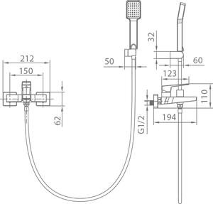 Chrome Single Handle Shower Kit Modern Minimalist Design, view 5