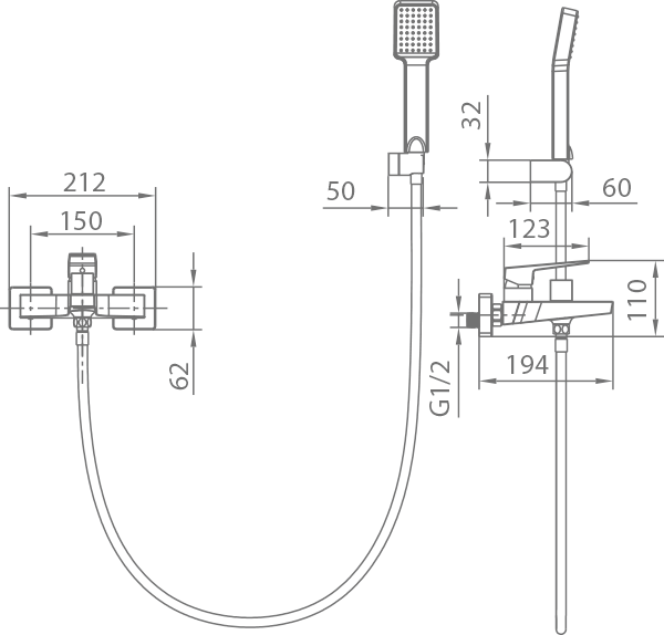 Matte Black Single-Lever Shower Set Modern Bath Kit, view 5