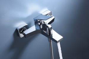 Chrome Single Handle Shower Kit Modern Minimalist Design, mixer detail