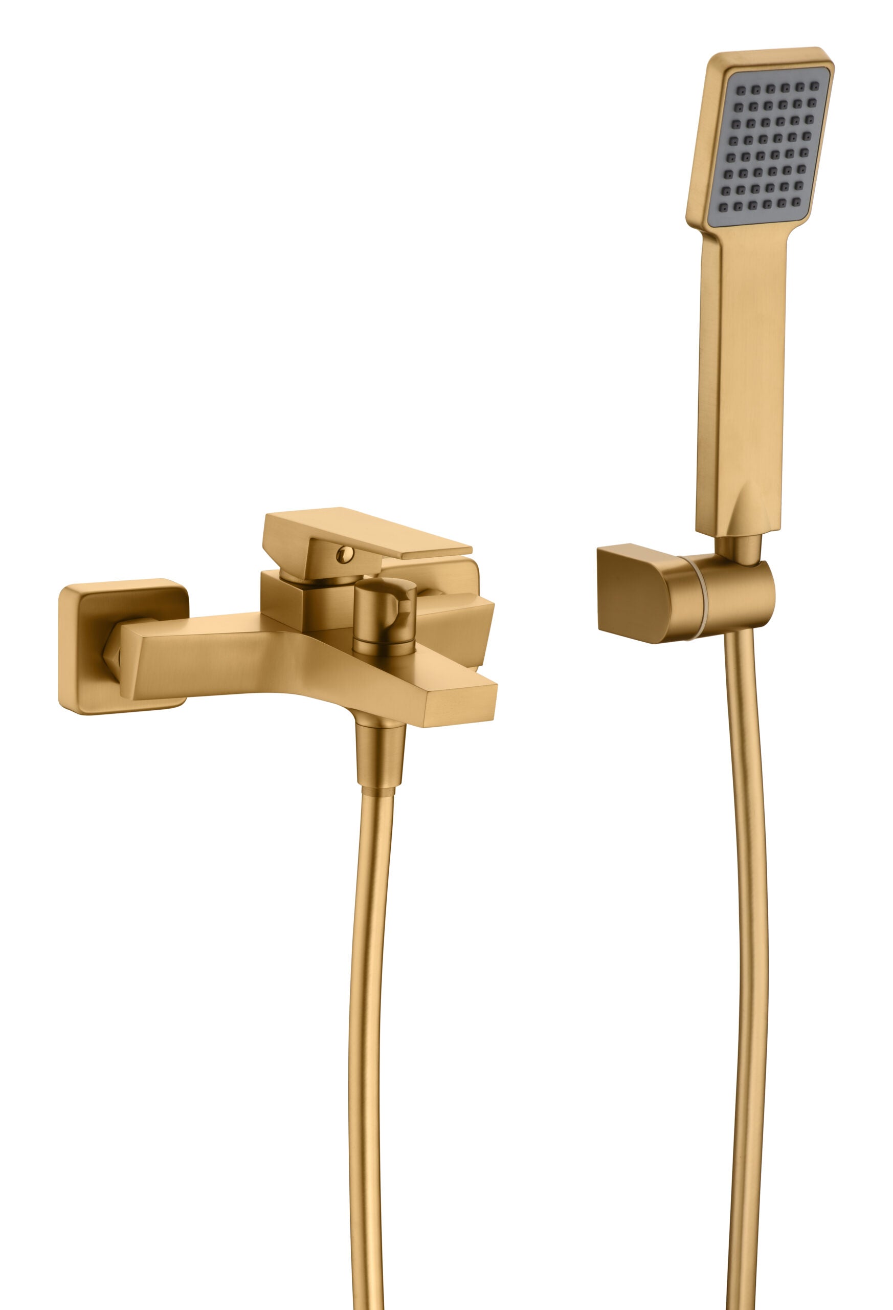 Brushed Gold Single Lever Shower Kit Modern Bathroom, view 2