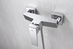 Chrome Single-Lever Shower Kit Modern Brass Design, mixer detail
