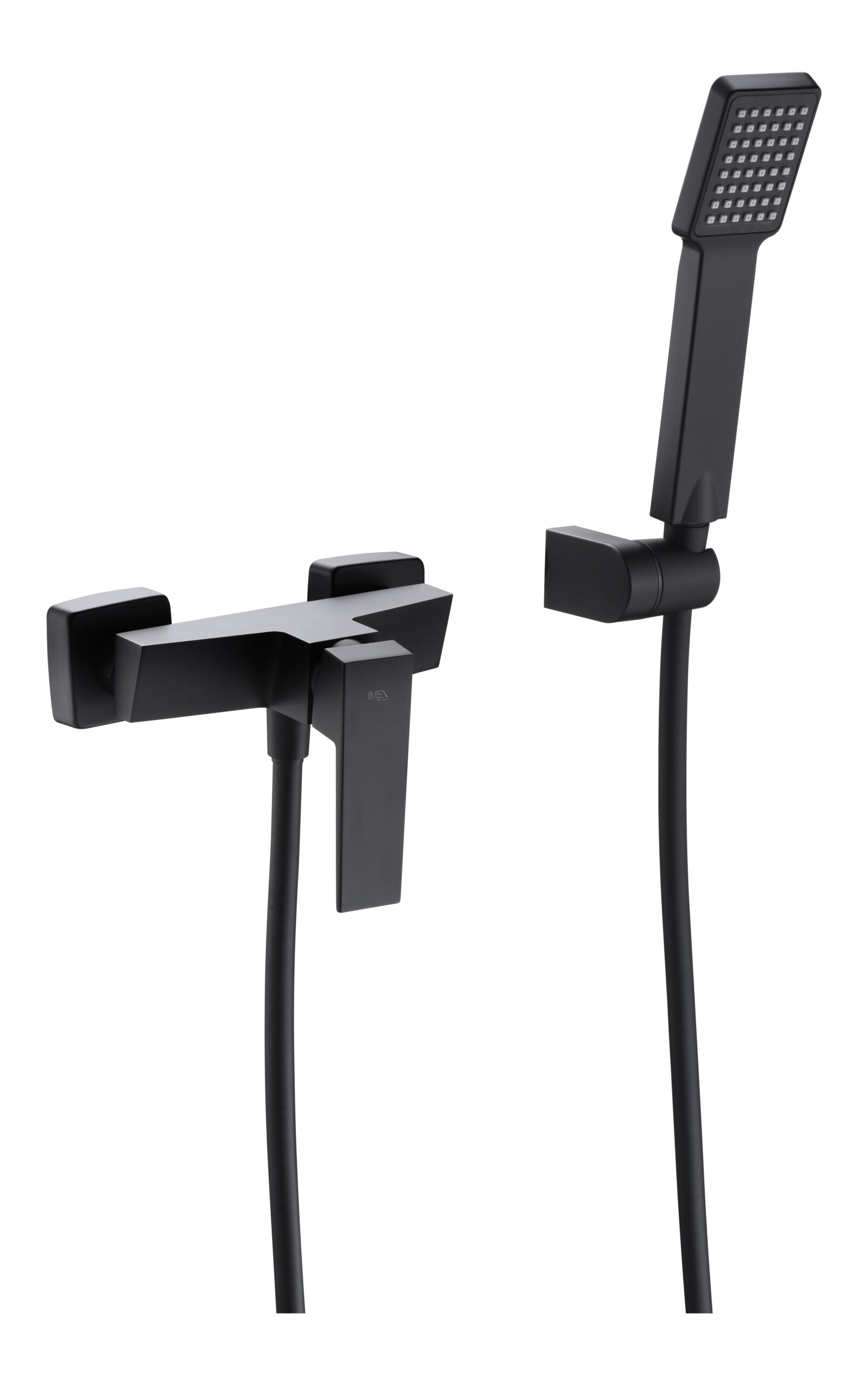 Matte Black Single-Lever Shower Kit Modern Design, view 2