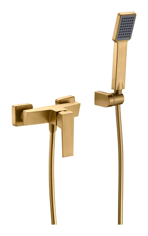 Brushed Gold Single Handle Shower Kit Modern Design, view 2