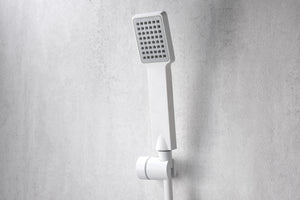 Matte White Single-Lever Bath Shower Kit, handle detail
