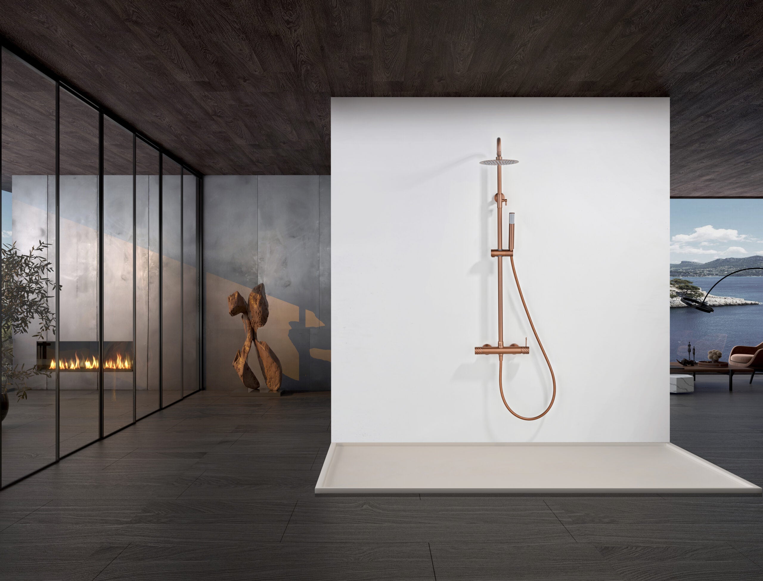 Bless Brushed Rose Gold Single Lever Shower Set, view 2