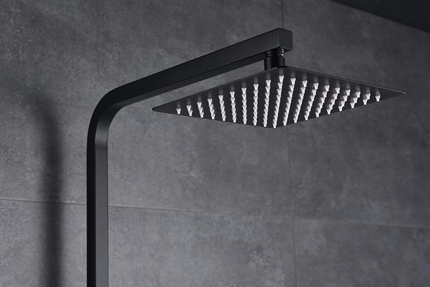 Matte Black Single Handle Shower Set Modern Design, detail view