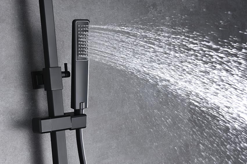 Matte Black Single Handle Shower Set Modern Design, detail view