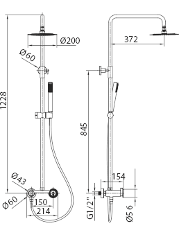 Chrome Single Handle Shower Set Modern Minimalist Design, view 4