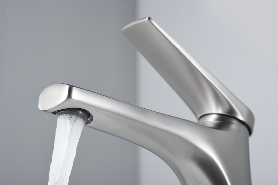 Delos Tall Basin Mixer Faucet Stainless Steel, detail view