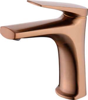 Delos Brushed Rose Gold Single Lever Basin Faucet, view 2