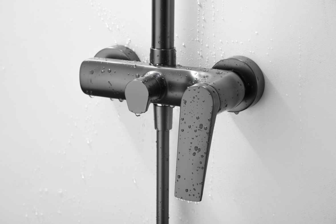 Black Gun Metal Single Handle Shower Set, mixer detail