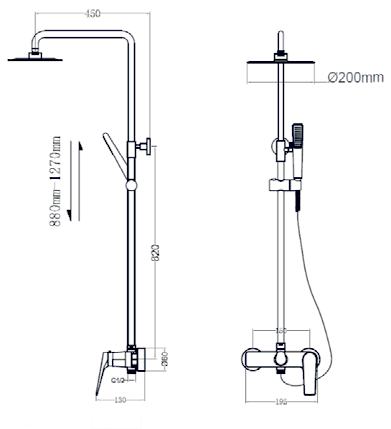 Black Gun Metal Single Handle Shower Set, view 5