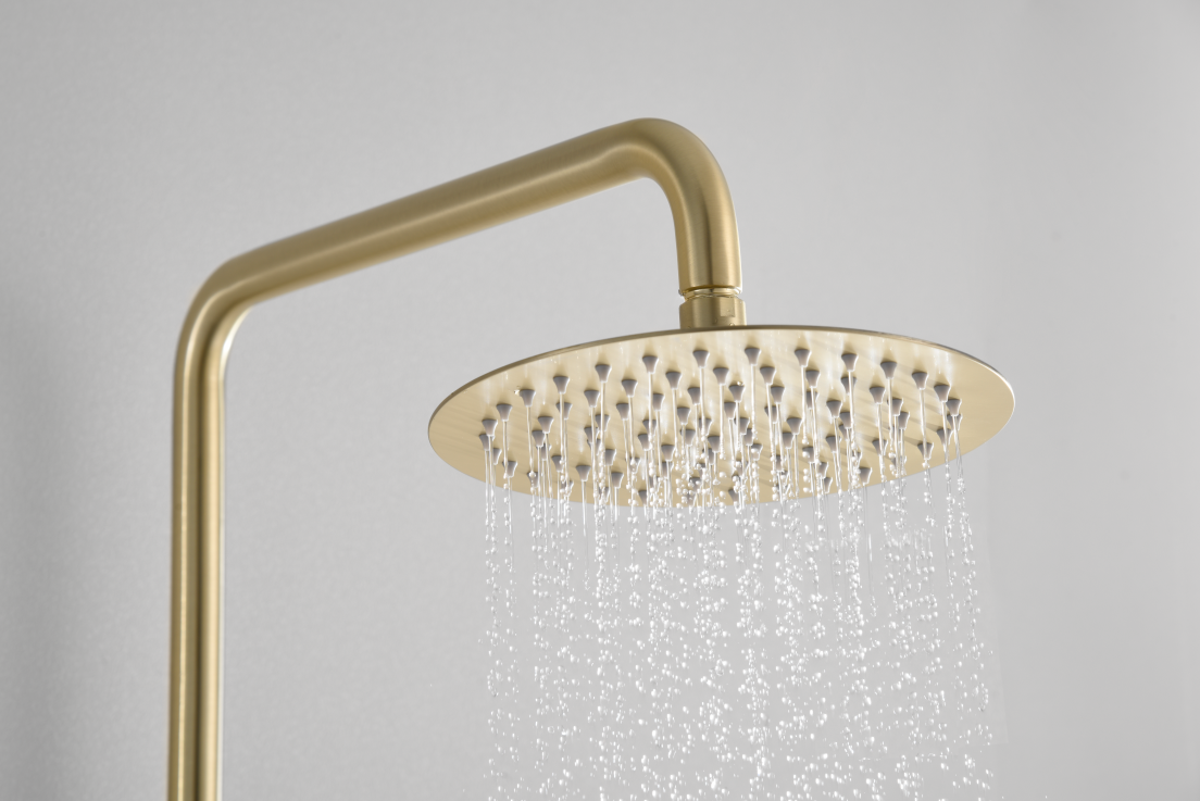 Brushed Gold Single Handle Shower Set Modern Design, rain head detail