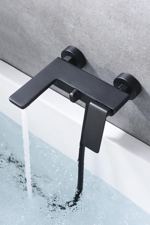 Matte Black Fiji Shower Faucet Modern Bathroom Set, detail view