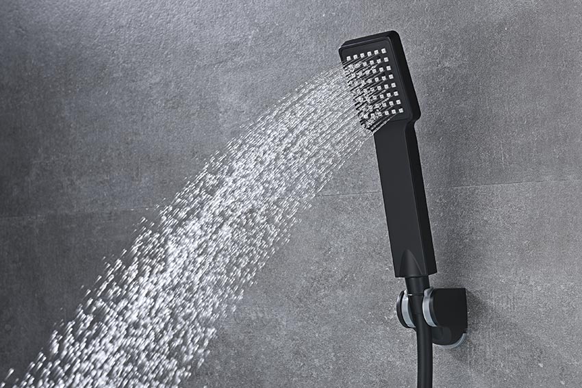 Matte Black Fiji Shower Faucet Modern Bathroom Set, detail view