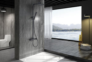 Matte Black Single Handle Shower Set Modern Bathroom, view 3