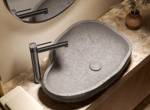 Firenze Chrome Tall Single Lever Basin Mixer, in a bathroom setting
